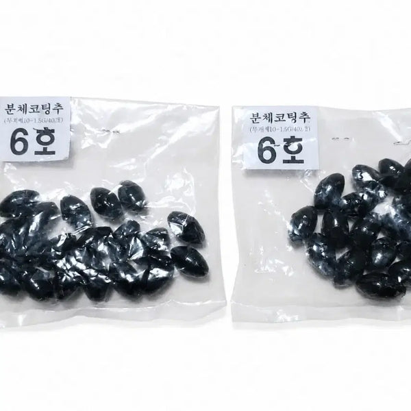 [BUNJANG] Fishing Sinker Lead Weights, Coated, Size 6, 38 Pieces / 바다 구멍치기 봉돌 코팅추 6호 19개 2봉지