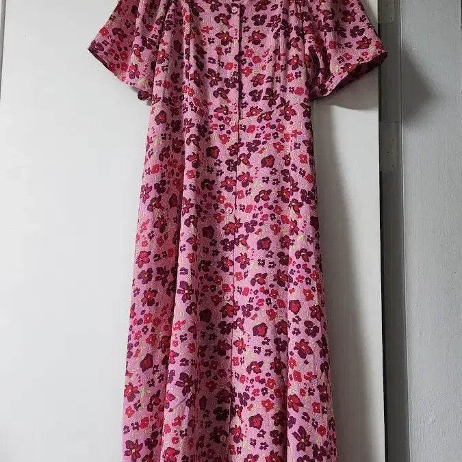 [BUNJANG] Floral Pattern Long Dress Pink / 플로럴 패턴 롱 원피스 핑크