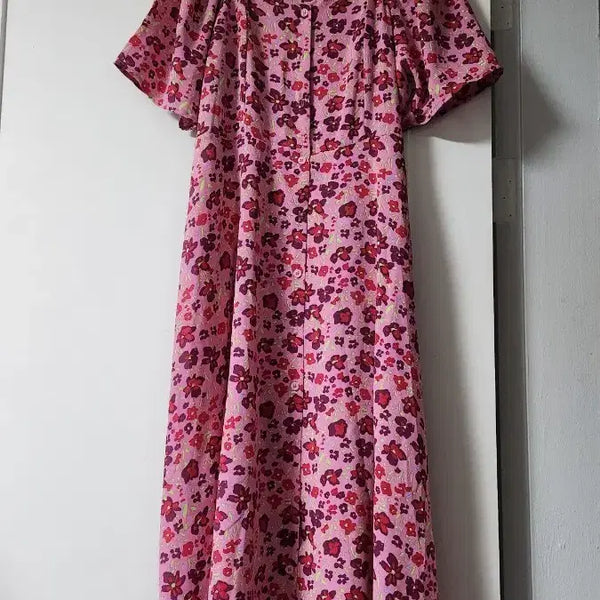 [BUNJANG] Floral Pattern Long Dress Pink / 플로럴 패턴 롱 원피스 핑크