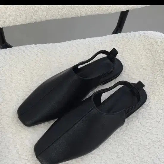 [BUNJANG] Black Square Toe Mule Slippers - New / 블랙 스퀘어 토 뮬 슬리퍼 -새상품