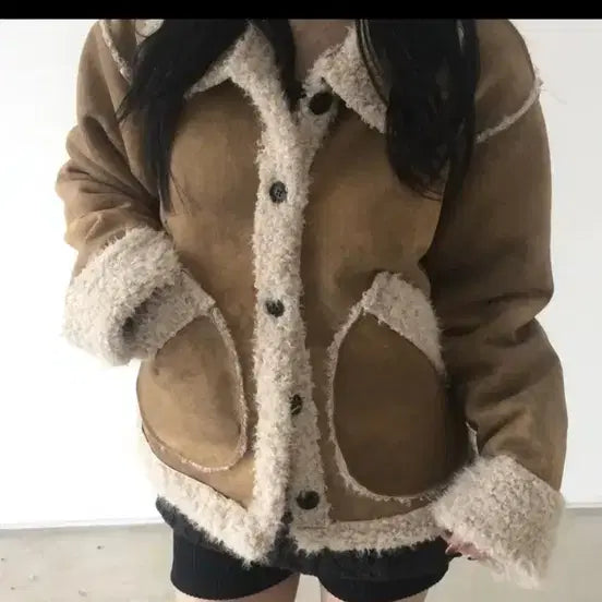 [BUNJANG] Suede Mustang Jacket / 스웨이드 무스탕 자켓 -새상품