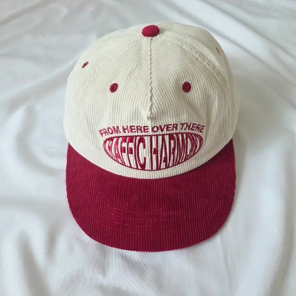 [BUNJANG] Traffic Harmony Corduroy Round Logo Deep-Fit 5-Panel Cap / 트래픽하모니 CORDUROY ROUND LOGO DEEP-FIT 5-PANEL CAP_RED