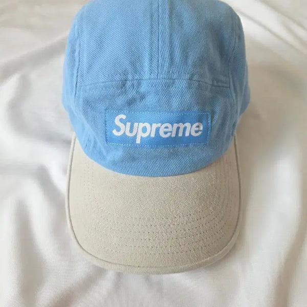 [BUNJANG] Supreme Suede Visor Camp Cap Light Blue / 슈프림 스웨이드 바이저 캠프캡 라이트 블루 - 23SS