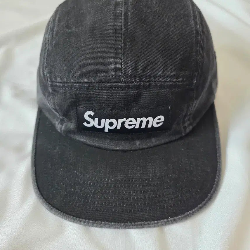[BUNJANG] Supreme Washed Chino Twill Camp Cap Black / 슈프림 워시드 치노 트윌 캠프캡 블랙 - 25SS