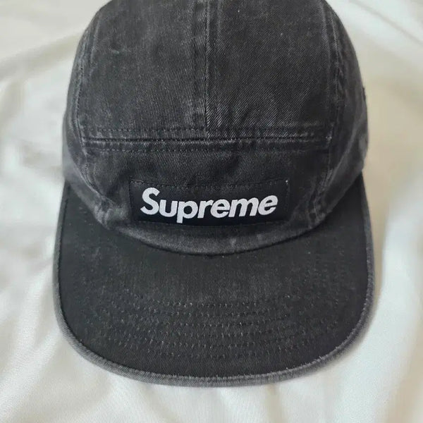 [BUNJANG] Supreme Washed Chino Twill Camp Cap Black / 슈프림 워시드 치노 트윌 캠프캡 블랙 - 25SS