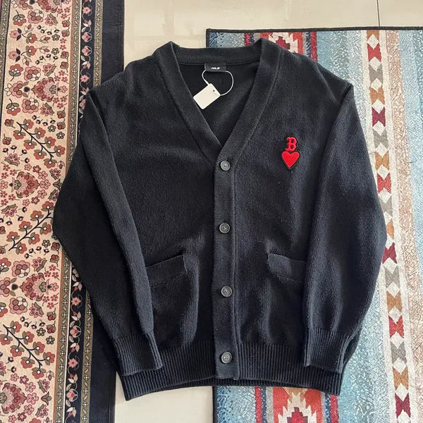 [BUNJANG] MLB Heart Solid Knit Cardigan / MLB 하트 솔리드 니트 가디건 M/95