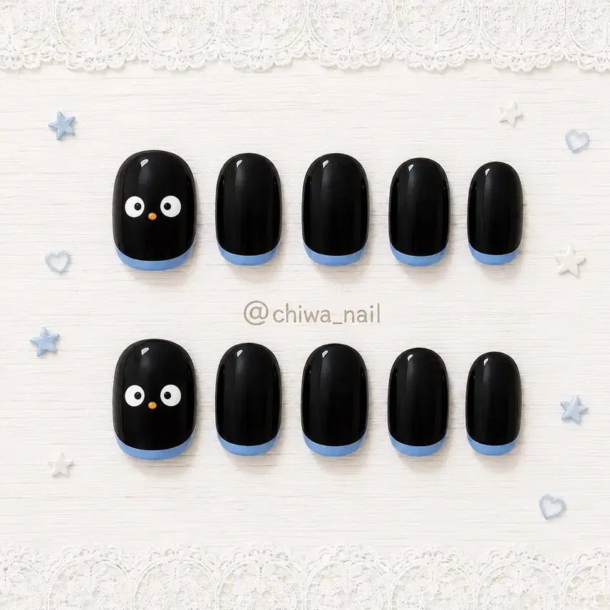 [BUNJANG] Custom Sanrio Chocokitty French Handmade Nail Tips / 주문제작 산리오 초코캣 프렌치 수제 네일팁