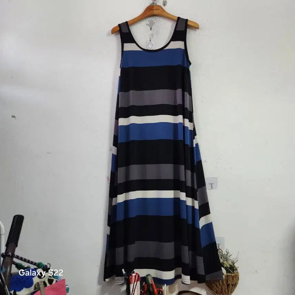 [BUNJANG] Stripe Sleeveless Long Dress / 스트라이프 민소매 롱 원피스