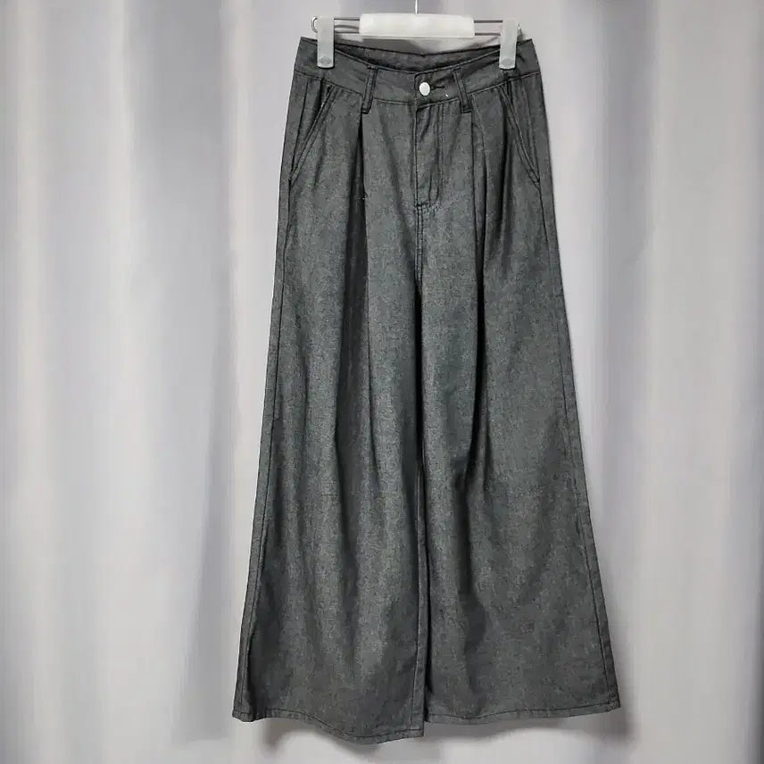 [BUNJANG] Pintuck Wide Black Denim Pants / 핀턱 와이드 블랙 데님