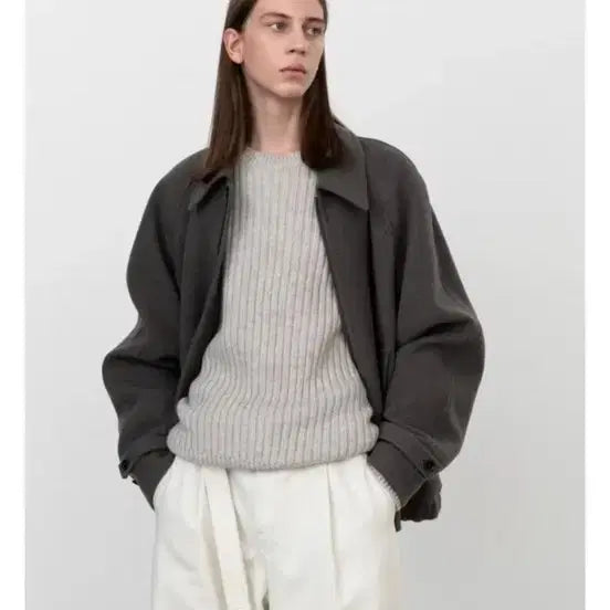 [BUNJANG] InSilence Ribbed Light Grey Knit / 인사일런스 리브드 라이트 그레이 니트