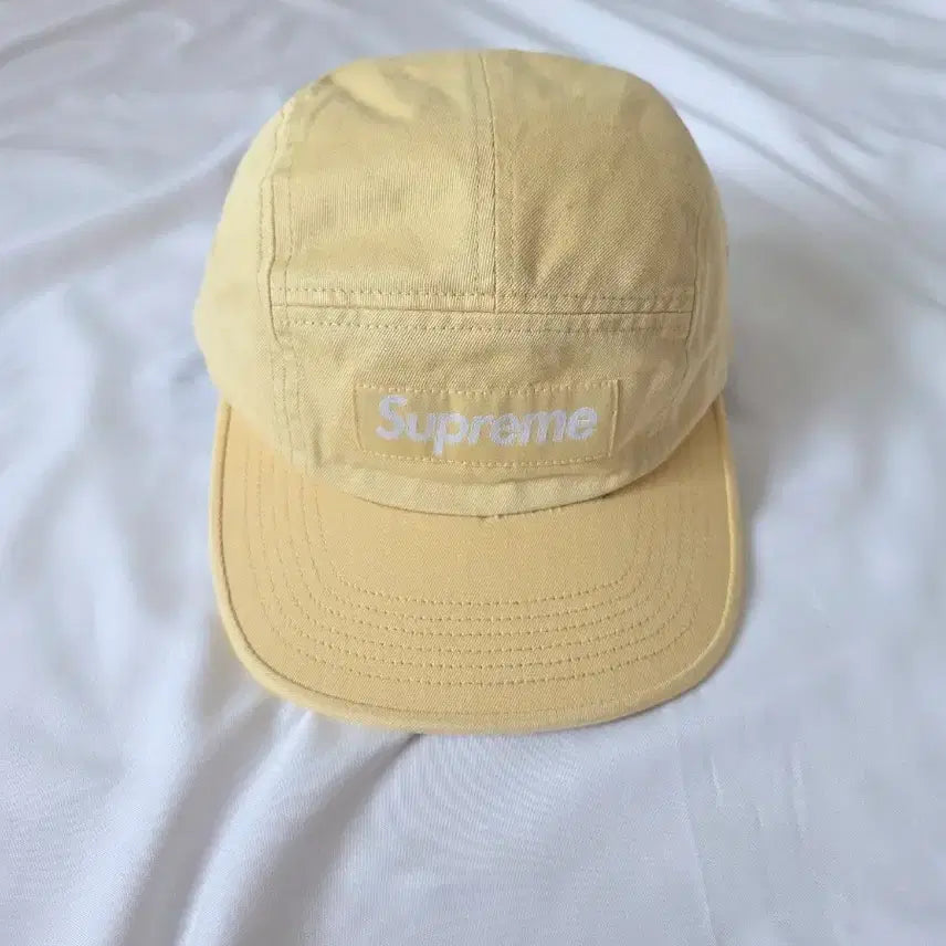 [BUNJANG] Supreme Washed Chino Twill Camp Cap Light Yellow 25SS / 슈프림 워시드 치노 트윌 캠프캡 라이트 옐로우 - 25SS