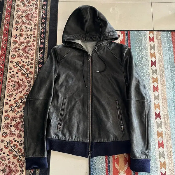 [BUNJANG] COMME CA DU MODE Men's Leather Hooded Jacket M/95 / COMME CA DU MODE MEN 후드 레더 자켓 M/95
