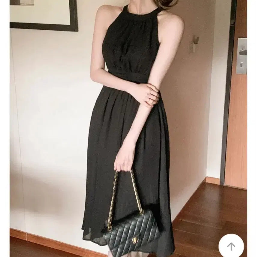 [BUNJANG] Halterneck Chiffon Dress / 홀터넥 쉬폰 원피스