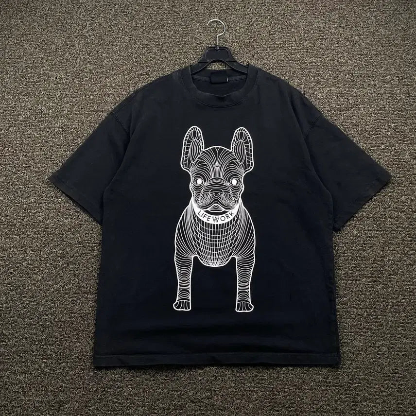 [BUNJANG] Lifework Black Short Sleeve T-Shirt / 라이프워크 블랙 반팔티