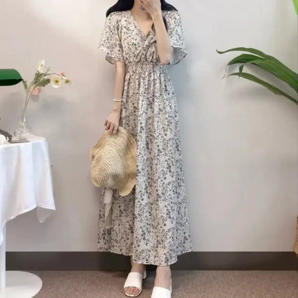 [BUNJANG] Floral Print Belted Mini Dress / 잔꽃 밴딩 원피스