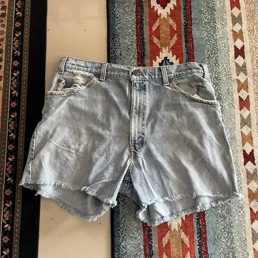 [BUNJANG] Levi's 550 Orange Tab Cut Denim Shorts 34 / USA 리바이스 550 오렌지탭 컷팅 데님 반바지 34
