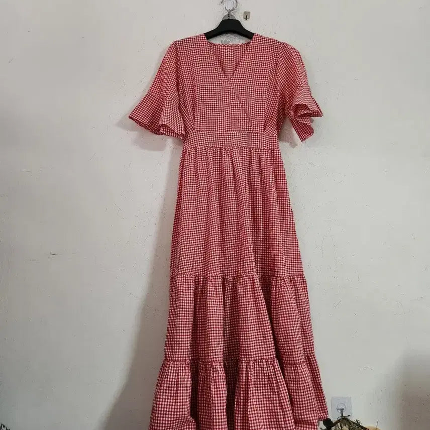 [BUNJANG] Checkered Shirring Maxi Dress / 체크무늬 셔링 맥시 원피스