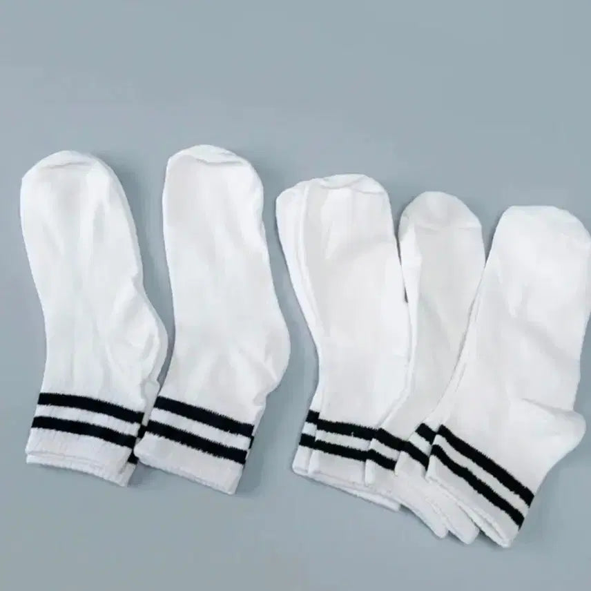 [BUNJANG] White Mid-Calf Socks with Black Stripes (20 Pairs) / 무료배송 여름용 흰색 중목 양말 20켤레 (블랙 줄무늬)