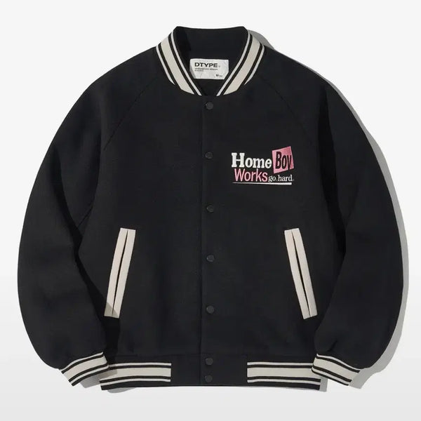 [BUNJANG] Urban Type Homeboy Varsity Jacket Black / 어반디타입 홈보이 바시티 자켓