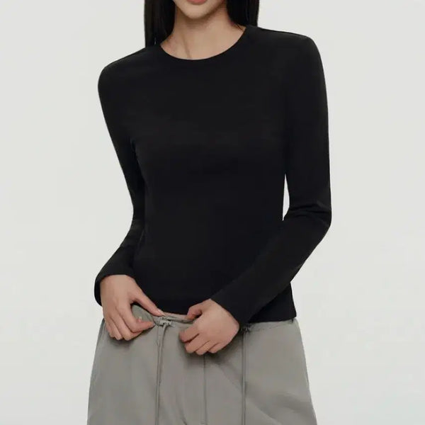 [BUNJANG] MUSINSA WOMENS Slim Crewneck Long Sleeve T-Shirt / 무신사 우먼즈 슬림 크루넥 긴소매티셔츠