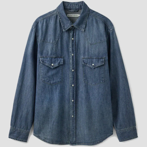[BUNJANG] Branded Western Denim Shirt Mid Blue M / 무료배송) 브랜디드 웨스턴 데님 셔츠 미드블루 M