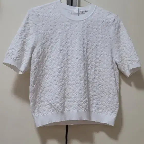 [BUNJANG] The Cashmere White Pattern Short Sleeve Knit / 더 캐시미어  화이트 패턴 반팔 니트