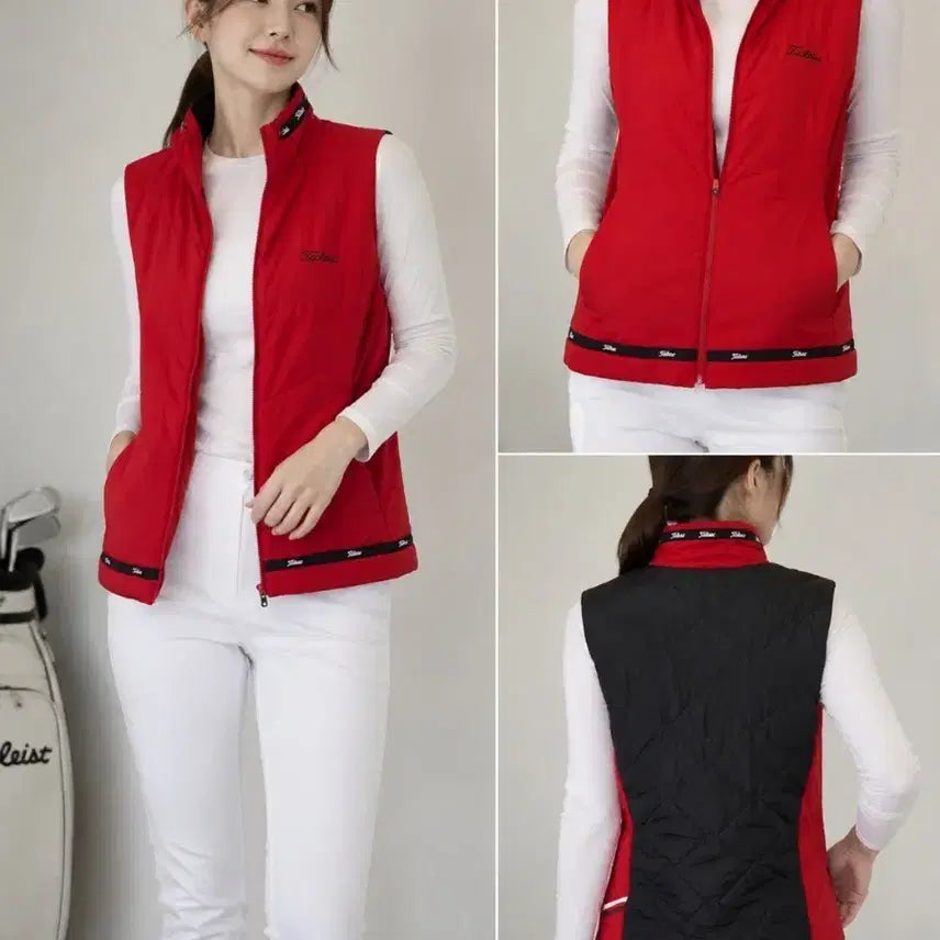 [BUNJANG] Titleist Women's Golf Padded Vest Red Size 55 / 타이틀리스트 여성 골프 패딩 조끼 레드55