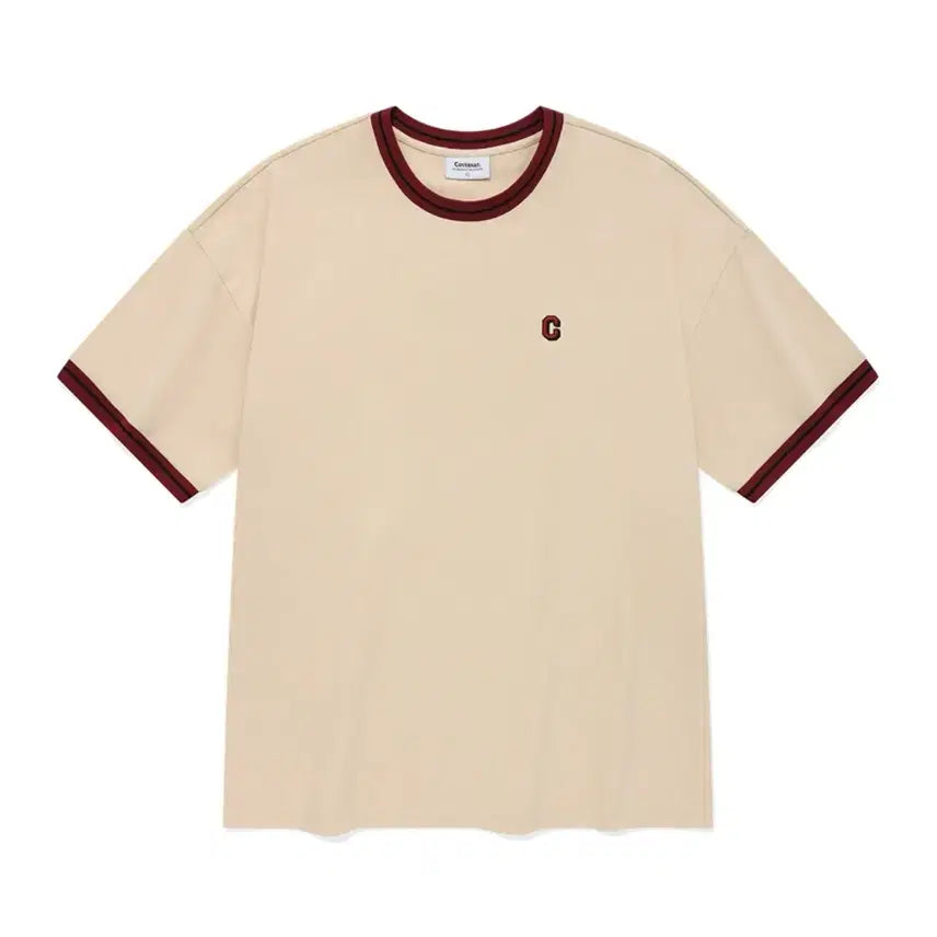 [BUNJANG] Covernat Chain Lettering Ringer T-Shirt Beige / L) 커버낫 체인 레터링 링거 티셔츠 베이지