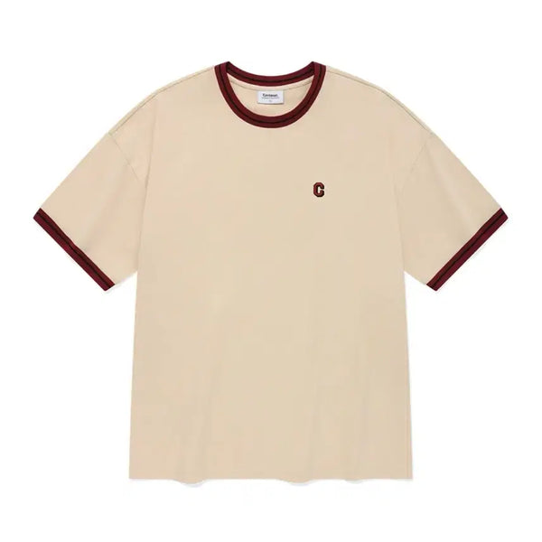 [BUNJANG] Covernat Chain Lettering Ringer T-Shirt Beige / L) 커버낫 체인 레터링 링거 티셔츠 베이지