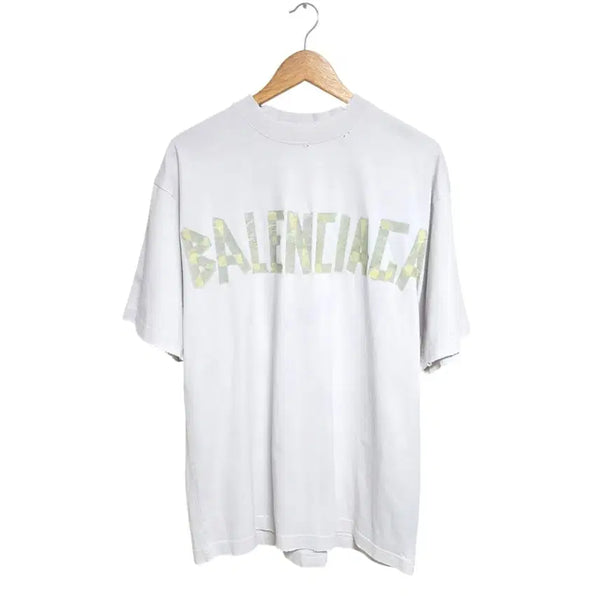[BUNJANG] Balenciaga Tape Type Short Sleeve T-Shirt White / 발렌시아가 테이프 타입 반팔 티셔츠