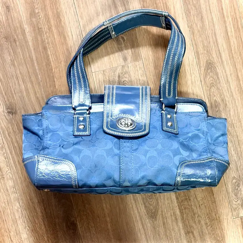[BUNJANG] Coach Signature Shoulder Bag Blue / 코치 시그니처 숄더백 블루