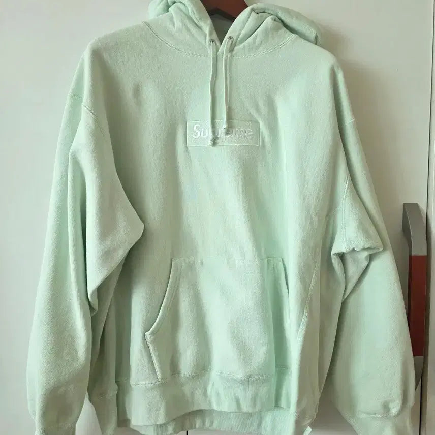 [BUNJANG] Supreme Box Logo Hooded Sweatshirt Light Green (23FW) / 슈프림 박스로고 후드 스웨트셔츠 라이트 그린 - 23FW