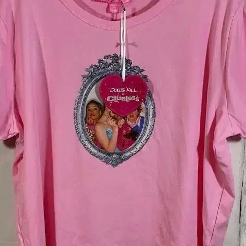 [BUNJANG] Dolls Skill Clueless Pink Short Sleeve T-Shirt / 돌스킬 클루리스 핑크 반팔 티셔츠