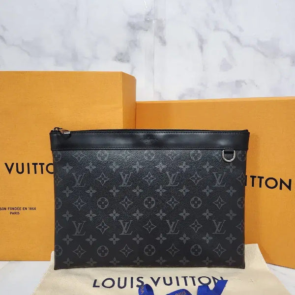 [BUNJANG] Louis Vuitton Pochette Monogram Eclipse Clutch Bag / 루이비통 포쉐트 모노그램 이클립스 정품 클러치