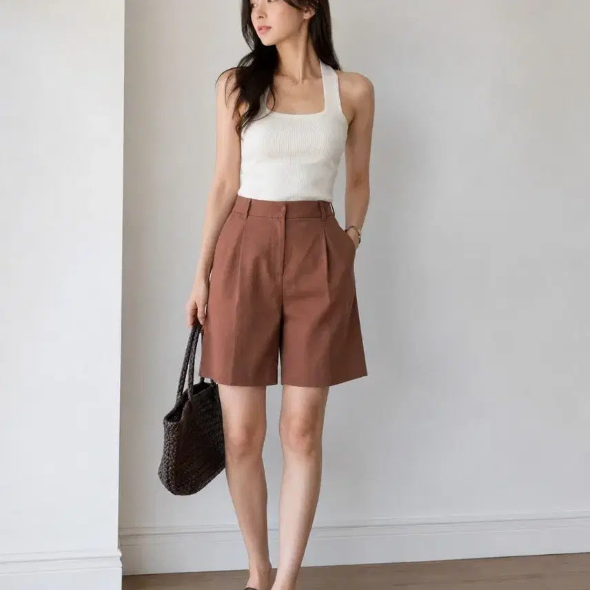 [BUNJANG] She's Miss Brown Pintuck Shorts Size 27 / 쉬즈미스 브라운 핀턱 반바지 27