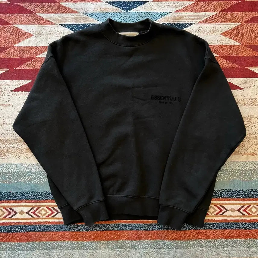 [BUNJANG] Fear of God Essentials Oversized Big Logo Sweatshirt Black / 피어오브갓 에센셜 오버사이즈 빅로고 맨투맨 [블랙] S/90