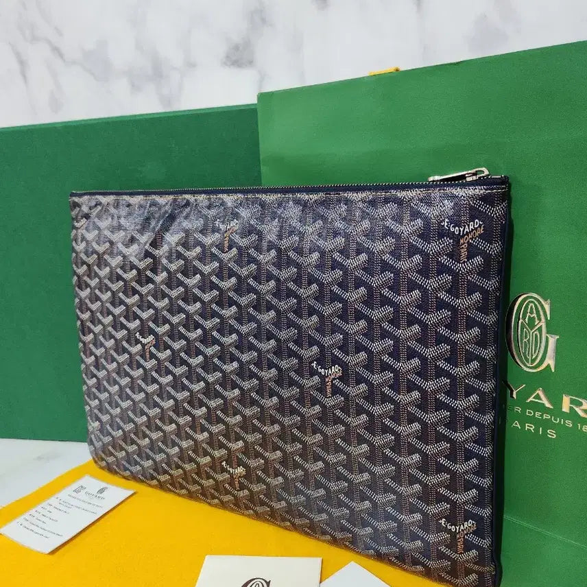 [BUNJANG] Goyard Senat Clutch Bag Navy GM / 고야드 세나 클러치백 네이비 Gm