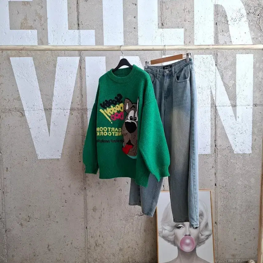[BUNJANG] Scooby-Doo Oversized Knit Sweater / 행사6)오버핏  니트스웨터