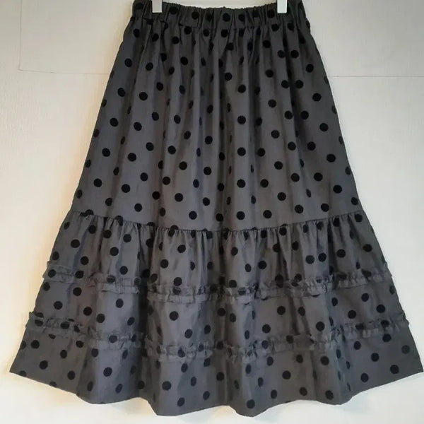 [BUNJANG] Polka Dot Frill Tiered Skirt / 차콜색도트프릴캉캉스커트