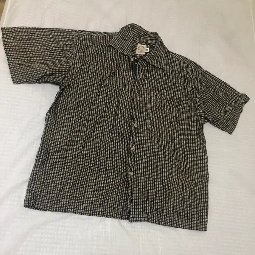 [BUNJANG] 100% Cotton Mini Check Pattern Short-Sleeve Polo Shirt / [M] JPN 코튼100% 미니체크패턴 반팔카라셔츠