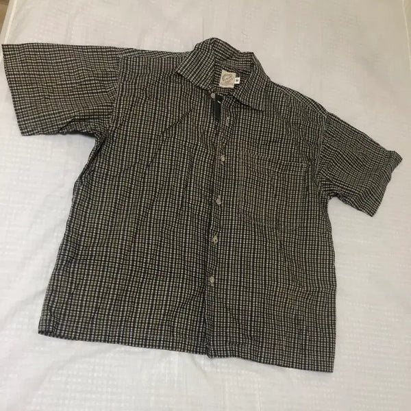 [BUNJANG] 100% Cotton Mini Check Pattern Short-Sleeve Polo Shirt / [M] JPN 코튼100% 미니체크패턴 반팔카라셔츠