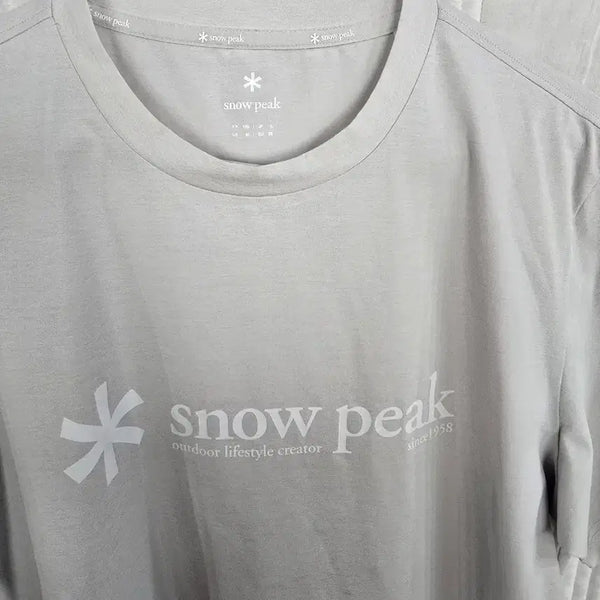 [BUNJANG] Snow Peak Short Sleeve Logo Print T-Shirt - Light Gray / 스노우피크 티셔츠 라이트그레이