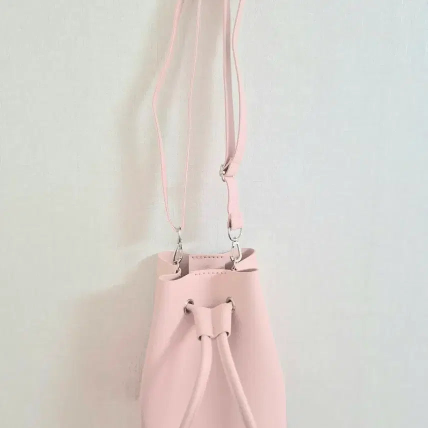 [BUNJANG] Drawstring Mini Crossbody Shoulder Bag - Pink / 복조리백 핑크색 미니 크로스 숄더백