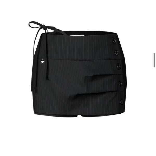 [BUNJANG] ILLIGO China Button Pintuck Skirt Pants - Black Stripe (M) / 일리고 ILLIGO 차이나 버튼 핀턱 스커트 팬츠 블랙 스트라이프 (M) 팝니다!