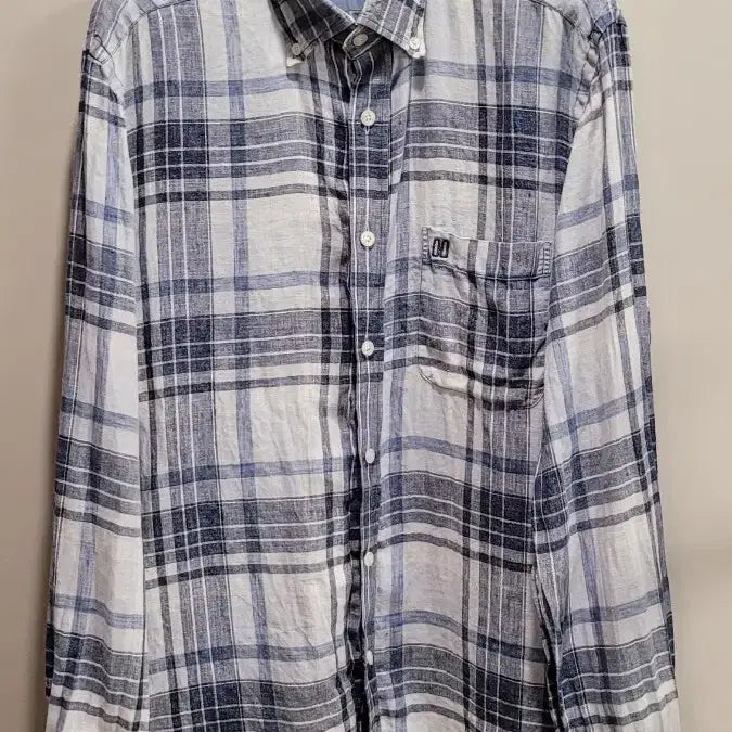 [BUNJANG] Daks Men's 100% Linen Check Shirt / 닥스 남성 마 100% 체크 남방