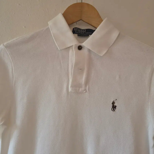 [BUNJANG] Polo Ralph Lauren Women's White Short Sleeve Cotton Polo Shirt - Size S / 폴로바이랄프로렌 여성 화이트 반팔PK티셔츠 S사이즈