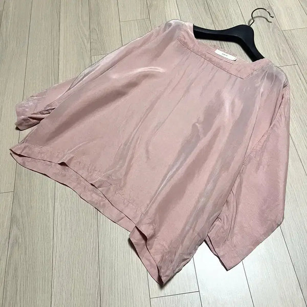 [BUNJANG] Ludiak 100% Square Neck Blouse Pink / 제평 루디아k 뱀버그100% 스퀘어넥 블라우스 핑크 ludiak 루디아케이