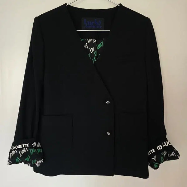 [BUNJANG] Lucky Chouette Lapel-less Black Jacket (Size 36/55) / 럭키슈에뜨 노카라 블랙 자켓(36/55)