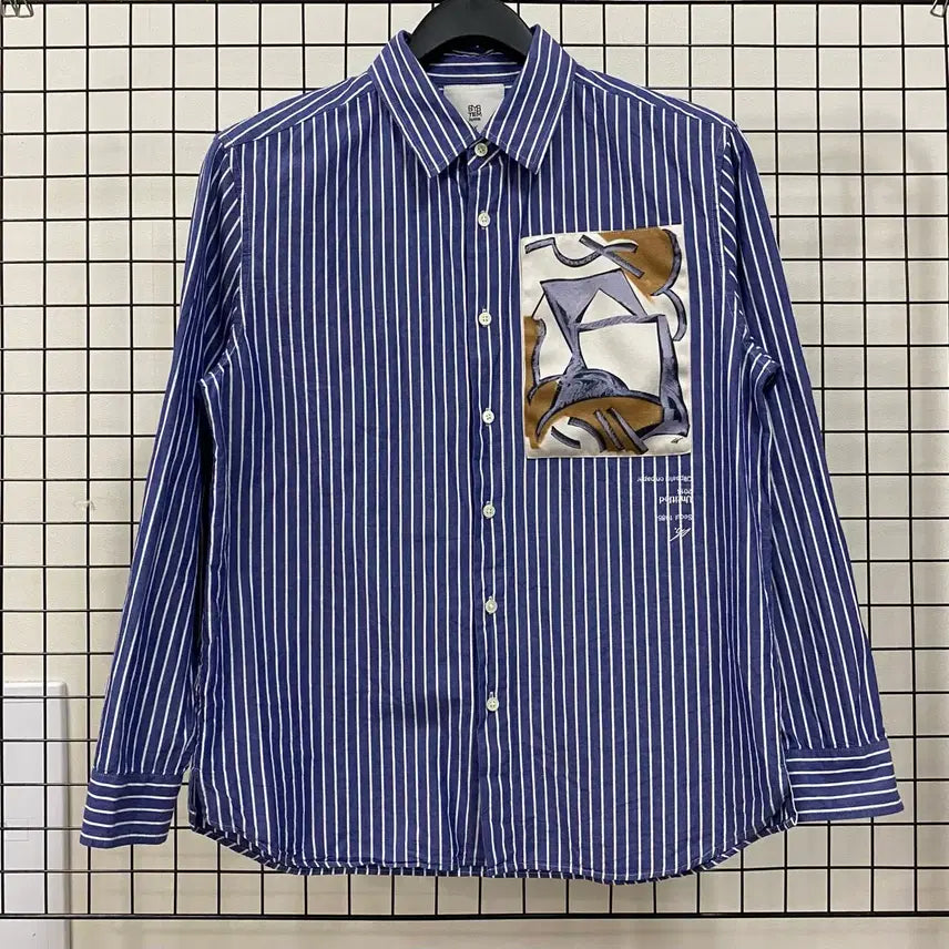 [BUNJANG] System Homme x Kwon Chul Hwa Artwork Stripe Shirt / <L> 시스템 옴므 x 권철화 아트워크 스트라이프 셔츠
