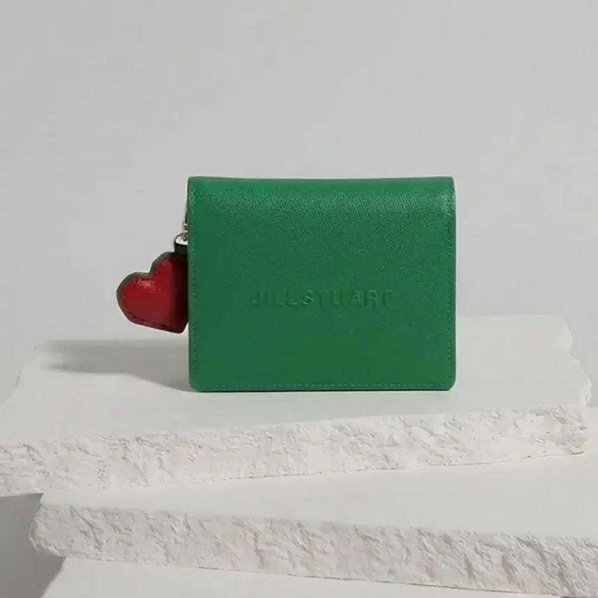 [BUNJANG] JILLSTUART Green Heart Keyring Wallet / 새제품 질스튜어트 그린 하트 키링 반지갑
